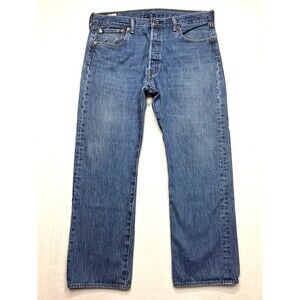 LEVIS 501 Jeans Men 36x29 Light Wash Blue Denim Button Fly Shrink To Fit Skate